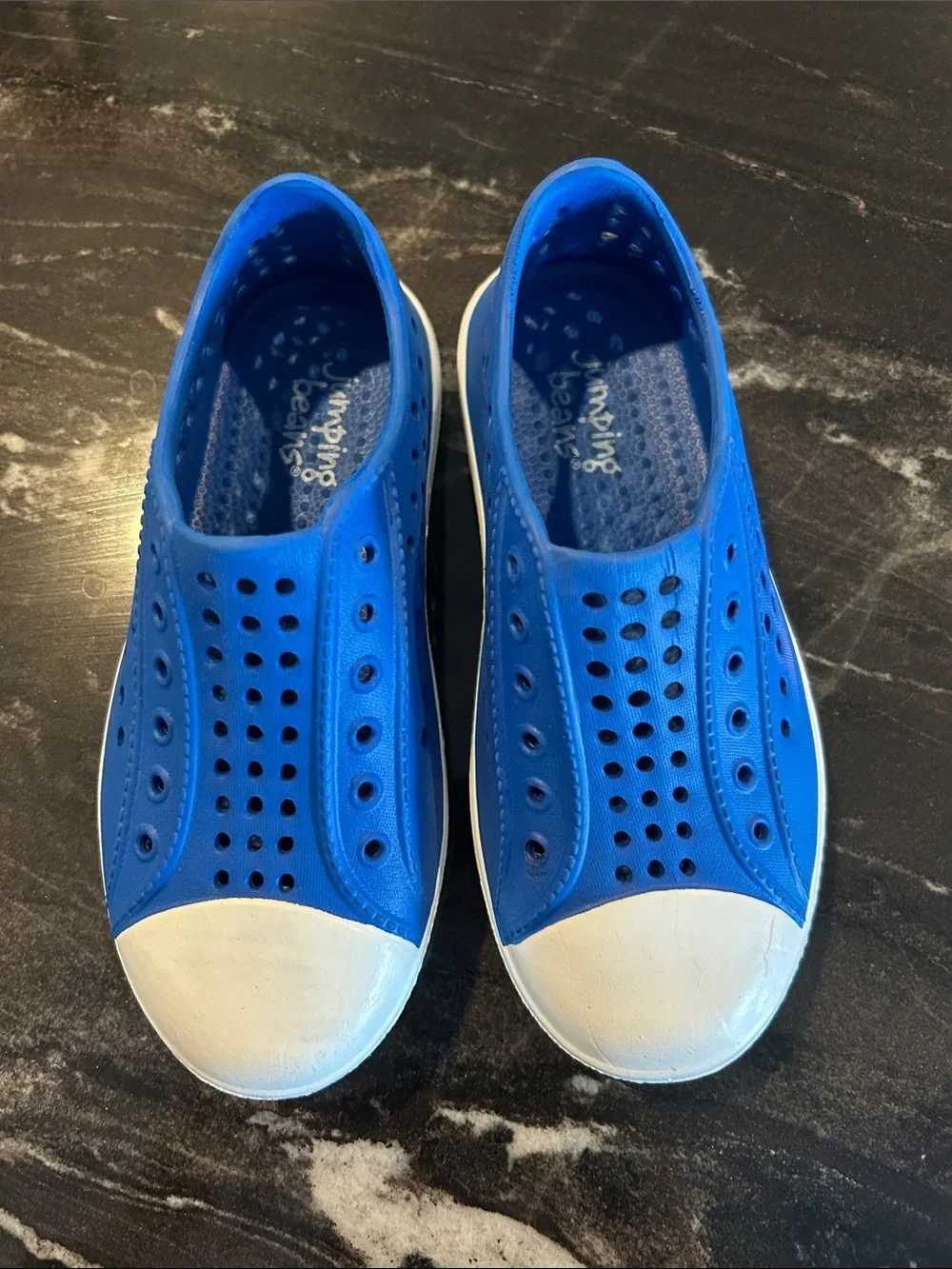 Jumping Beans Blue and White Slip-On Kids Water Shoes
